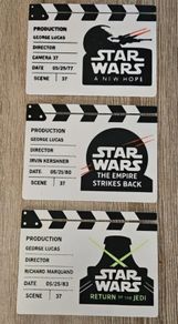 Star Wars trilogy display scene clap boards