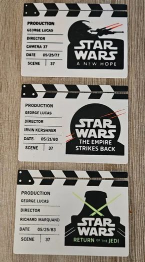 Star Wars trilogy display scene clap boards