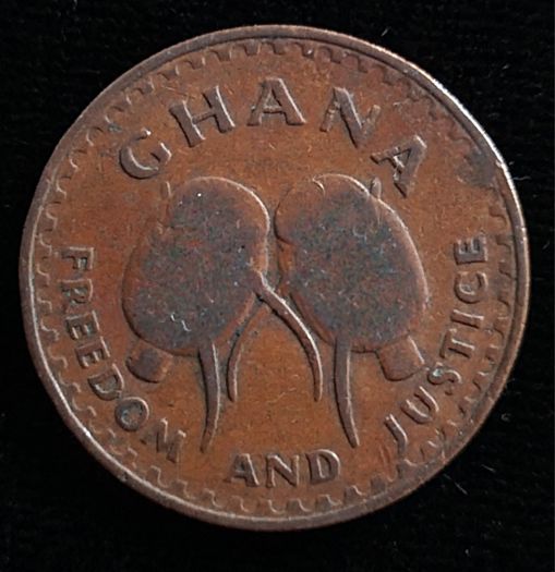 Ghana 1 one Pesewa 1967 coin.