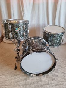 Ludwig Black Diamond Pearl Drum set kit 70s Blue Olive 20 13 15