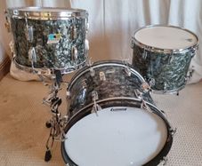 Ludwig Black Diamond Pearl Drum set kit 70s Blue Olive 20 13 15