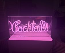 Neon LED pink 'Cocktails' acrylic box light