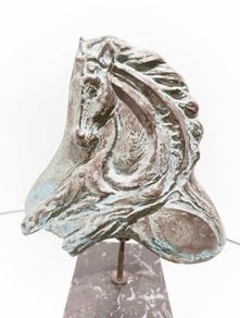 Horse Sculpture - Patinated Bronze, Marble (Signed)