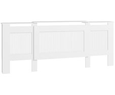 Radiator cover, slatted design, adjustable length 125-201 cm, MDF, White