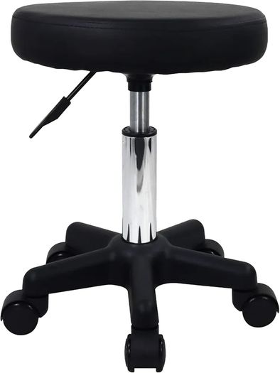 Round Rolling Stool with Wheels Height Adjustable Spa Stool for Salon Massage Home Kitchen Black