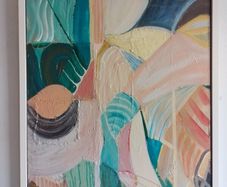 85cm Large Original Abstract Painting Framed Original Painting Retro Eclectic Boho Eclectic Vintage Art Nouveau Miama Beach Style