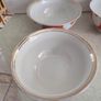 SET OF 3 BOWLES 2   Russian Gardner-style Ikat one red other one blue design Porcelain Tea Bowl AND ONE Vintage Uzbekistan red ikat soup bowl Image 2