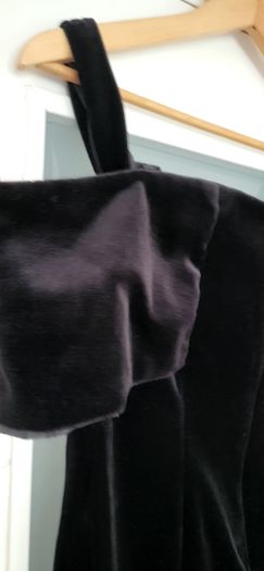 VINTAGE Official black velvet bow bardot Sz 12UK ( Fit 8-10UK)