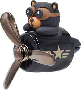 Bear Pilot Retro Airplane Car Air Freshener Personalised Air Outlet Vent Accessories (Dark)