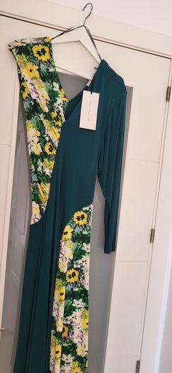 ZARA Collection green floral asymmetrical midi Sz M-L - Bnwt Rrp 79.99