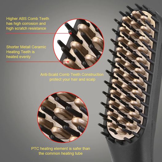 Hair Comb Brush Beard Straightener Multifunctional Hair Straightening Comb Hair Curler Quick Beard Hair Styler EU Plug