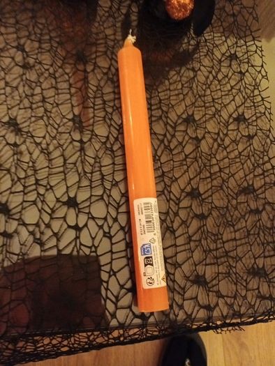 Halloween wooden candlesticks & candles x 2