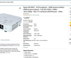Epson  EB-992F - 3LCD projector - 4000 lumens