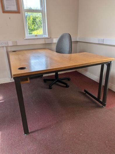 Corner Office Desk, Pedestal and Chair