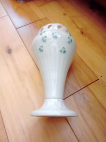 Vintage Belleek Shamrock Vase  ( 7th Mark )
