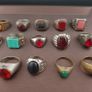 Antique Brass Ring Collection 15 Mixed Handmade Stone & Glass Rings Image 10