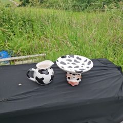 Cow ceramic water jug and fruit bowl postage possible