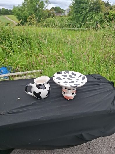 Cow ceramic water jug and fruit bowl postage possible