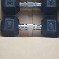 brand new 2x10kilo set of hex dumbbells
