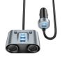 Hoco Car Charging outlet splitter. 2 x Power Outlet. 2 x USB-C. 3 x USB. 30W PD + QC3.0. Max combined output 147W. Z51 Image 3
