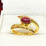 African Ruby Gold Plated Bypass Ring Image 3