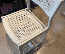 Rattan kitchen chair. Solid wood. Painted grey.