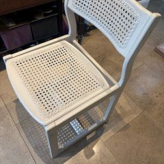 Rattan kitchen chair. Solid wood. Painted grey.