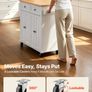 Large Kitchen Island Cart with Storage Mobile Rolling Storage Island on Swivel Wheels, with 2 Drawers, Storage Cabinet, Drop Leaf, Spice/Towel Rack Image 5