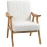 Upholstered armchair in Scandi design, velvet-look, solid wood frame, 68 x 74 x 82 cm, Natural+Cream Image 6