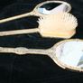 Vintage Vanity Brush set,2 Mirrors and Brush 3 pices ,Embroid Floral gold filigree dressing Vanity Image 9