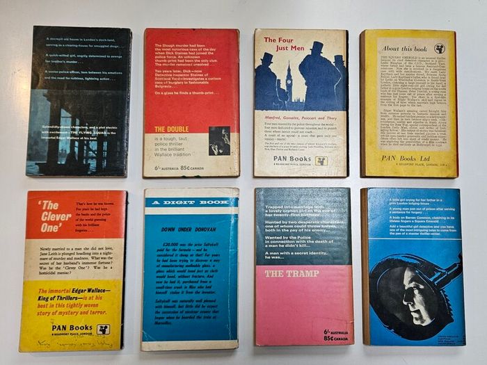 Edgar Wallace Books x 8 - Vintage Crime Thriller Books - Vintage Paperback Books