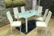 Dining Set table with 6 Chairs white