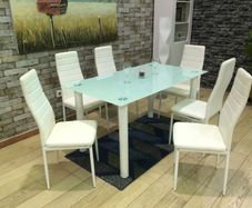 Dining Set table with 6 Chairs white