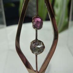 Modernist-style 9ct Gold Pendant, Pink and White Sapphire, London Hallmarked, Geometric Open Design