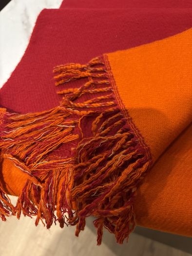 Boru - Jimmy Hourihan Two Sided Raspberry and Orange Wool Scarf