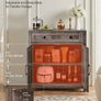 Coffee Bar Cabinet, Farmhouse Coffee Bar Table with Drawer, Buffet Stand Cabinet with 2 Barn Doors, Sideboard Buffet Station for Living Room Image 4
