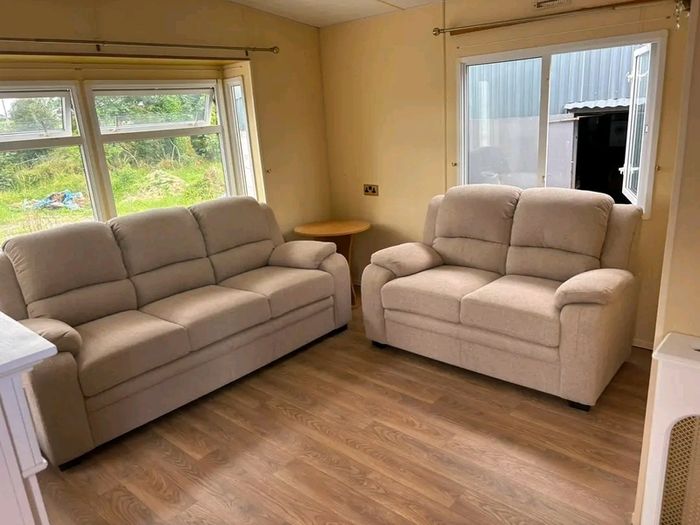 Brand New 3+2 Tara Cream Fabric Sofa Sets