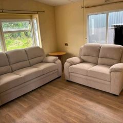 Brand New 3+2 Tara Cream Fabric Sofa Sets