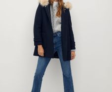 Mango Faux fur hooded coat size XS