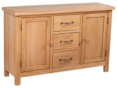 Sideboard with 3 Drawers 110x33.5x70 cm Solid Oak Wood