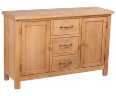 Sideboard with 3 Drawers 110x33.5x70 cm Solid Oak Wood
