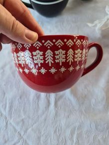 3 Nordic Tree Christmas Mugs / Soup Bowls