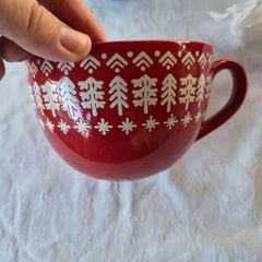 3 Nordic Tree Christmas Mugs / Soup Bowls