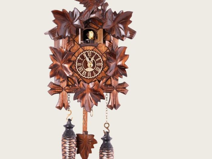 Traditional Carved Cuckoo Clock with Music  Quartz Movement, 12 Melodies & Light Sensor