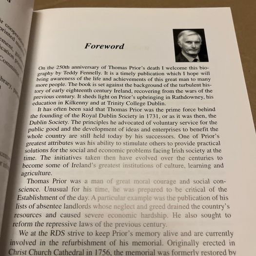 Thomas Prior - His Life, Times and Legacy. Royal Dublin Society Founder. Ex/Ex.