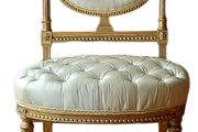CLEARANCE: PAIR of French Louis XVI style giltwood petite boudoir or slipper chairs circa late 19thC.