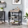 Serving Trolley with Removable Tray, Lockable Kitchen Trolley with Universal Wheels, Kitchen Shelf Image 2