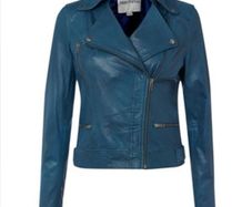 AS NEW - Mary Portas Aqua Marine soft genuine leather jacket