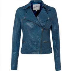 AS NEW - Mary Portas Aqua Marine soft genuine leather jacket
