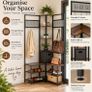 Corner Coat Rack with Shoe Bench, Hooks & Storage Shelves  Rustic Brown & Black Image 2